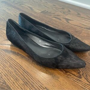 LA FENICE Venezia Black Cowhide Pony Hair Pointed Toe Flats